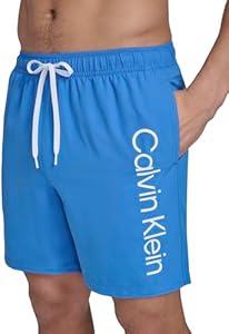 Мужские купальные шорты Calvin Klein с защитой UPF 40+, легкие и быстросохнущие Calvin Klein