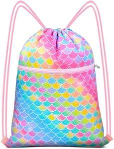 Fiodrimy Drawstring Backpack String Bag for Kids, Girls Gym Sackpack Cinch Water Resistant Drawstring Bag for Swim Sport Yoga Fiodrimy