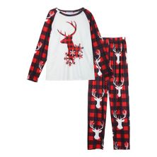 Men's Deer Long Sleeve Tee And Plaid Pants Family Pajama Sets Cheibear