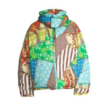 Cowboy Snowboard Patchwork Hooded Down Jacket ERL