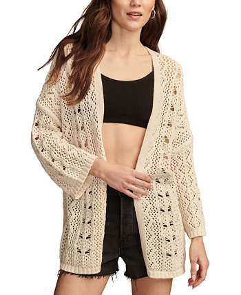 Women's Cotton Open-Front Pointelle Cardigan Lucky Brand