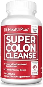 Health Plus Super Colon Cleanse 10 Day Gentle Gut Cleanse Detox, Psyllium Husk, Probiotics for Constipation Relief & Digestive Support, 60 Capsules (Капсулы) Health Plus