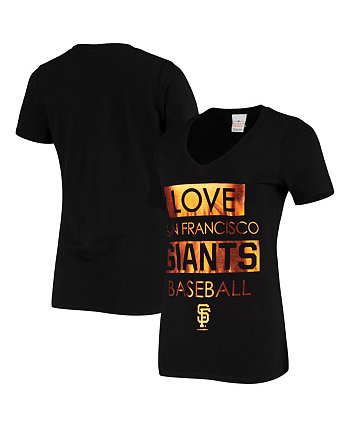 Женская черная футболка с v-образным вырезом San Francisco Giants от New Era 5th & Ocean