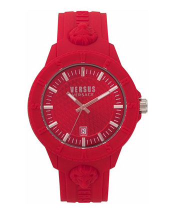 Мужские кварцевые часы Tokyo с 3 стрелками и красным силиконом, 43 мм Versus Versace