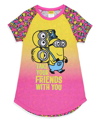 Girls' Minions Take Your Friends With You Kids Pajama Nightgown Despicable Me
