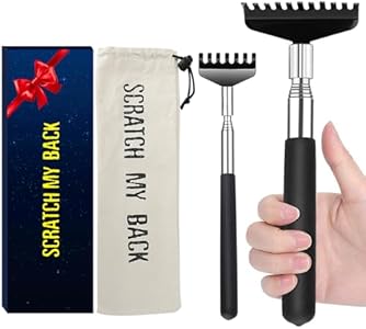 Oversized Portable Extendable Back Scratcher, Upgraded Metal Stainless Steel Telescoping Back Scratcher Tool with Canvas Carrying Bag Flanker-L