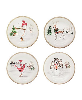 Рождественский набор из 4 обеденных тарелок веточек American Atelier