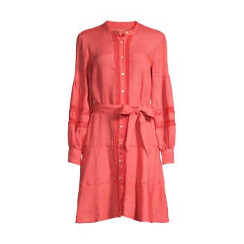 Многоярусное льняное платье-рубашка 120% Lino