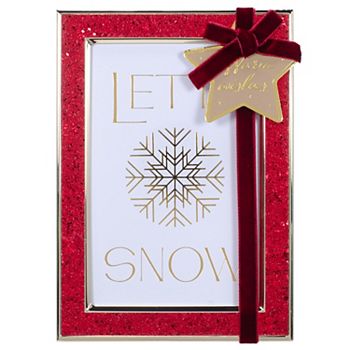 Malden Red Glitter On Gold Metal Holiday Picture Frame Malden