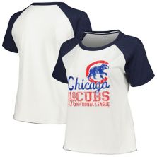 Women's Soft as a Grape White Chicago Cubs Plus Size Baseball Raglan T-Shirt Soft As A Grape