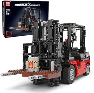 MOULD KING 13106 Forklift Truck Building Block Kit, MOC Remote Control Heavy-Duty Shelf Lifted Truck Model Toy, Gift Toys for Kids Age 8+/ Adult (1,719 Pieces) Mould King