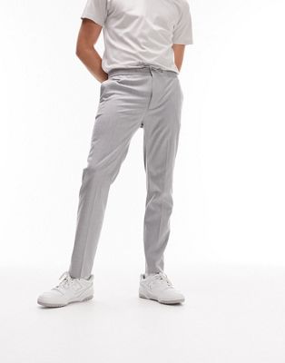 Светло-серые узкие брюки Topman с эластичным поясом TOPMAN