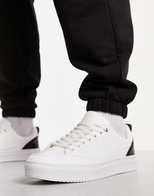 Белые контрастные кроссовки на платформе со шнуровкой London Rebel X London Rebel X