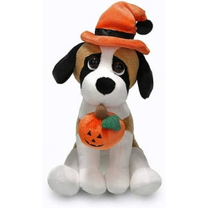 Plushland Halloween Pawpals 8 inches Puppy Dog Plush Stuffed Toy Comes with Hat and Halloween Jack O Lantern - Pumpkin for Kids on This Holiday Plushland