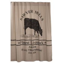 VHC Brands Sawyer Mill Занавеска для душа с карманом из хлопкового стержня 72x72, темно-серая корова VHC BRANDS