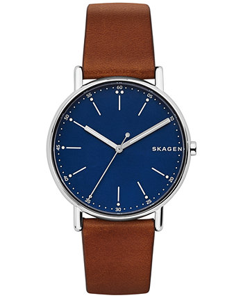 Мужские часы Signatur с коричневым кожаным ремешком 40мм SKW6355 Skagen