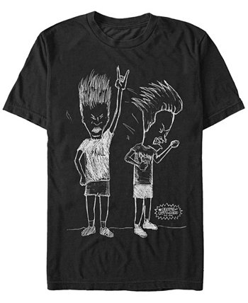 MTV Мужская футболка с коротким рукавом с логотипом Rocking Out Out Sketch Beavis and Butthead