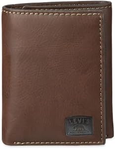 Levi's Men's Trifold Wallet - Sleek and Slim Includes ID Window and Credit Card Holder,Black with Chain Levi's