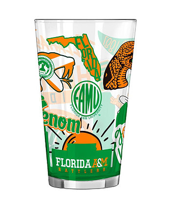 Florida A&M Rattlers, 16 унций, местный пинтовый стакан Logo Brand