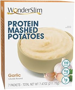 WonderSlim Instant Mashed Potatoes, Bacon & White Cheddar, 12g Protein, Low Fat, Gluten Free (7ct) WonderSlim