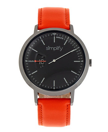 Женские часы The 6500 черного, красного, коричневого, бежевого, оранжевого или синего цвета с ремешком из натуральной кожи, 44 мм Simplify