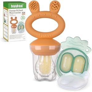 Haakaa Baby Fruit Food Feeder & Mini Freezer Nibble Tray Combo, Breastmilk Popsicle Molds for Baby Cooling Relief, BPA Free Silicone Feeder for Safe Infant Self Feeding, 4 Month+ (Lavender) Haakaa