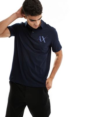 Темно-синяя рубашка-поло с логотипом на груди Armani Exchange AX ARMANI EXCHANGE