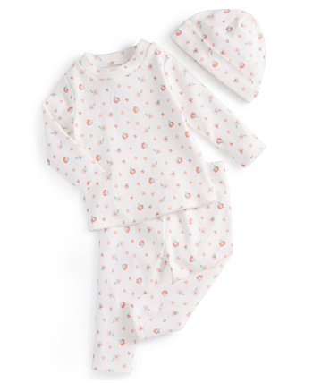 Шапка, топ и штаны с цветочным принтом для маленьких девочек, комплект из 3 предметов, созданный для Macy's First Impressions