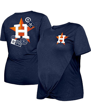 Женская темно-синяя футболка размера плюс с двумя узлами спереди Houston Astros New Era