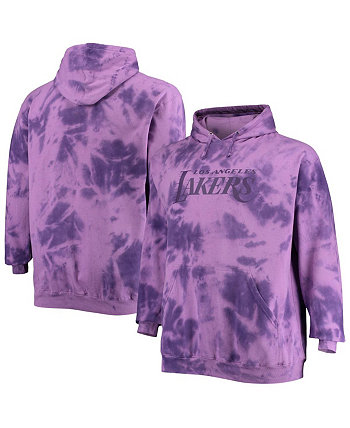 Мужской фиолетовый пуловер с капюшоном Los Angeles Lakers Big and Tall Wordmark Cloud-Dye Fanatics
