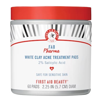 FAB Pharma Прокладки для лечения прыщей с белой глиной, 2% салициловой кислоты First Aid Beauty