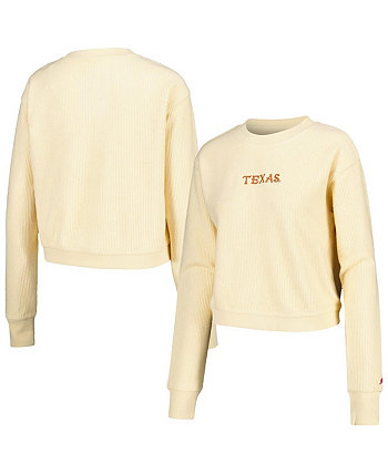 Женский укороченный пуловер Texas Longhorns Timber кремового цвета с капюшоном League Collegiate Wear