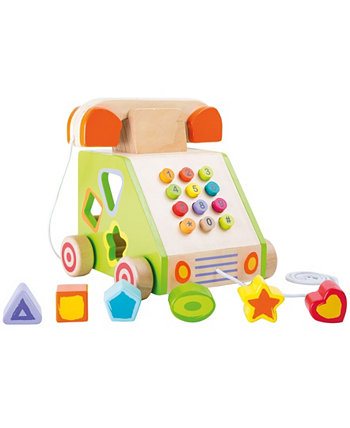 Small Foot Wooden Toys Telephone Shape Sorter, 7 Piece Flat River Group