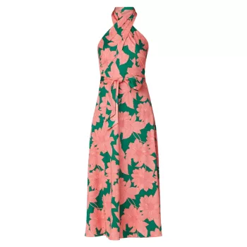 Beekman Floral Halter Midi-Dress Shoshanna