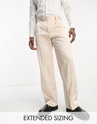 Элегантные широкие бежевые атласные брюки ASOS DESIGN ASOS DESIGN