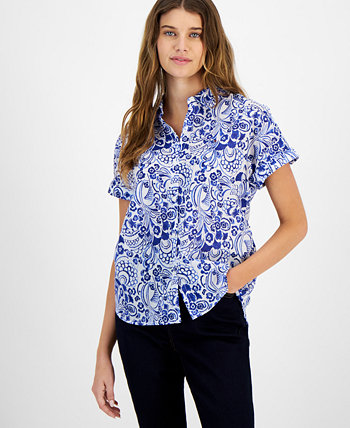 Women's Cotton Floral-Print Camp Shirt Tommy Hilfiger