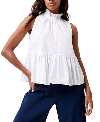 Women's Rhodes Cotton Poplin Ruffled Top French Connection