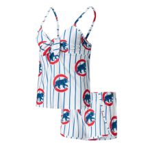 Women's Concepts Sport White Chicago Cubs Reel Allover Print Tank Top & Shorts Sleep Set Unbranded