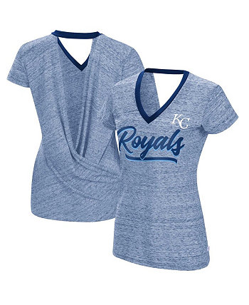 Женская футболка Royal Kansas City Royals Half Time с запахом на спине и v-образным вырезом Touch