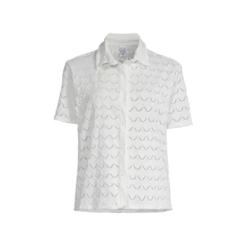 Zina Embroidered Button-Front Shirt Peixoto