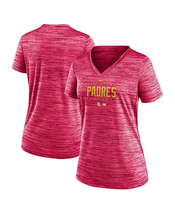Женская розовая футболка с v-образным вырезом San Diego Padres City Connect Velocity Practice Performance Nike