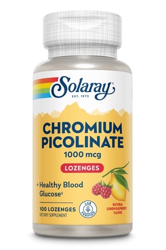 Solaray Пиколинат хрома без сахара Малиновый лимонад -- 1000 мкг -- 100 леденцов Solaray