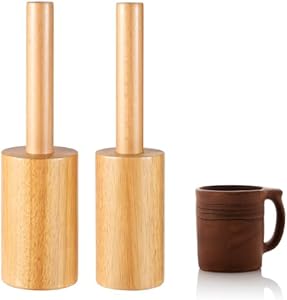 2pcs Cup Pottery Molds, Wooden Pottery Shaper Molds with Handle Ceramics Shaping Tool for DIY Handmade Mug Vases Clay (2 3/4in 13-14oz, 3in 15-16oz) Peutier