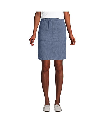 Women's Petite Mid Rise Elastic Waist Pull On Knockabout Chino Skort Lands' End