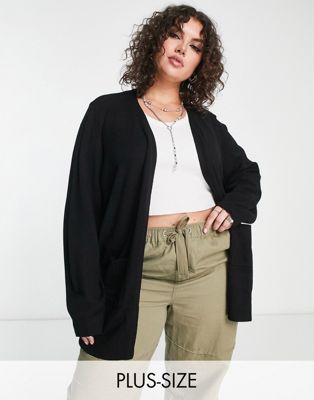 Only Curve longline cardigan in black Only Curve