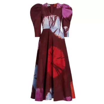 Платье макси с пышными рукавами, окрашенное вручную Dami Busayo
