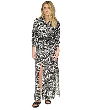 Women's Zebra-Print Belted Maxi Dress Michael Kors