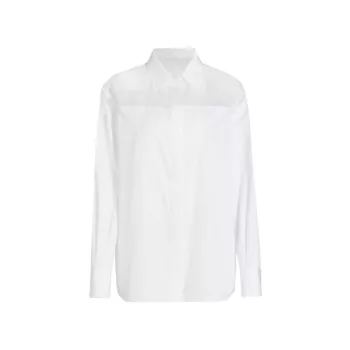 Поплиновая хлопковая рубашка под смокинг с прозрачной кокеткой Helmut Lang