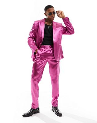 Розовый атласный пиджак скинни ASOS DESIGN ASOS DESIGN