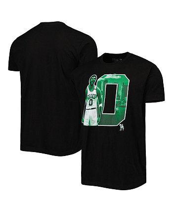 Мужская и женская футболка Jayson Tatum Black Boston Celtics Player Skyline Stadium Essentials